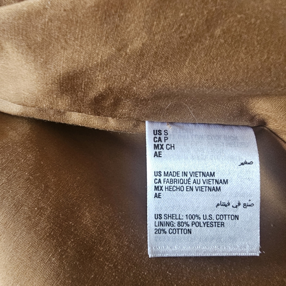 Sun + Stone Men's Tan Canvas Red Floral Print Jacket Corduroy Collar Size Small - Picture 11 of 11